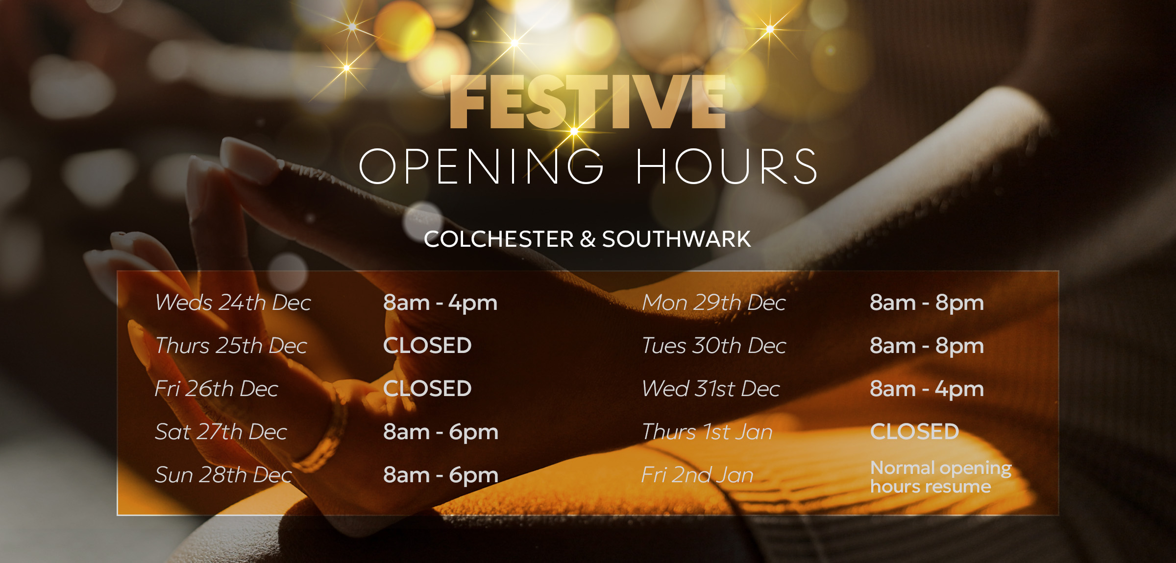 Fitness4Less Festive Opening Times - Colchester and Southwark